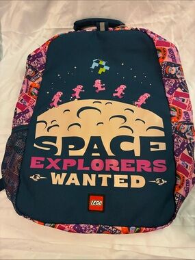 Lego Navy Backpack with Pink and Cream Space Graphic